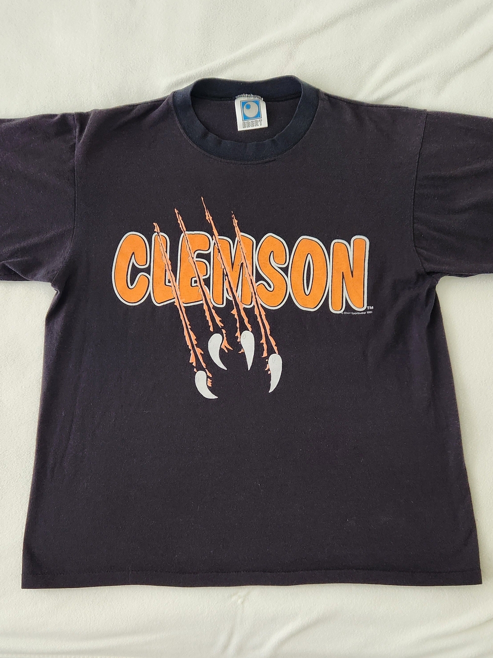 Clemson Black Short Sleeve Graphic Tee - School Logo Front Print